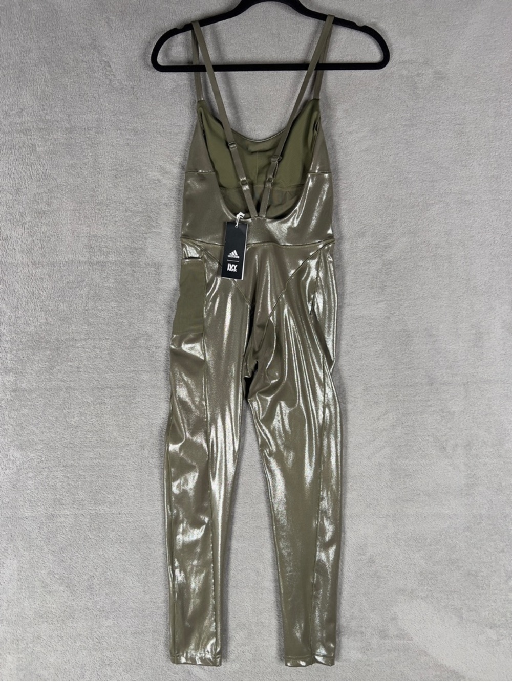 Ivy Park Beyonce x Adidas V-Neck Catsuit Women's Medium Metallic Dark Khaki NWT - Picture 6 of 11